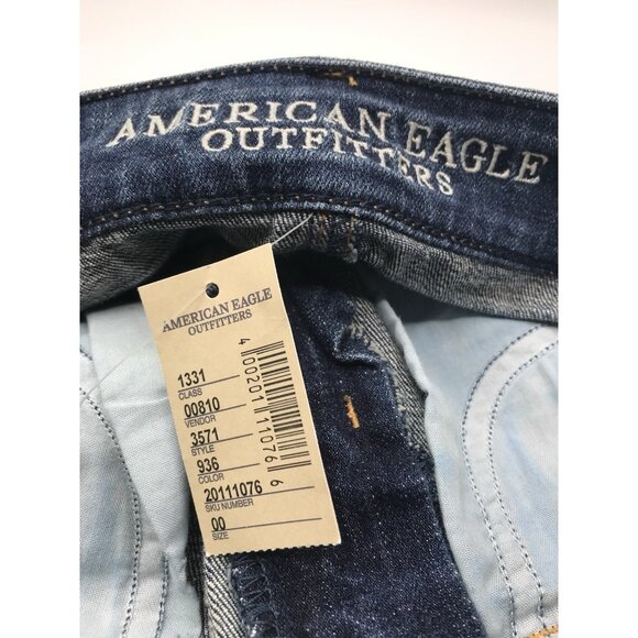 American Eagle Denim Shorts 00 Floral Embroidered Distressed Frayed Hem Cut Off - Picture 5 of 8